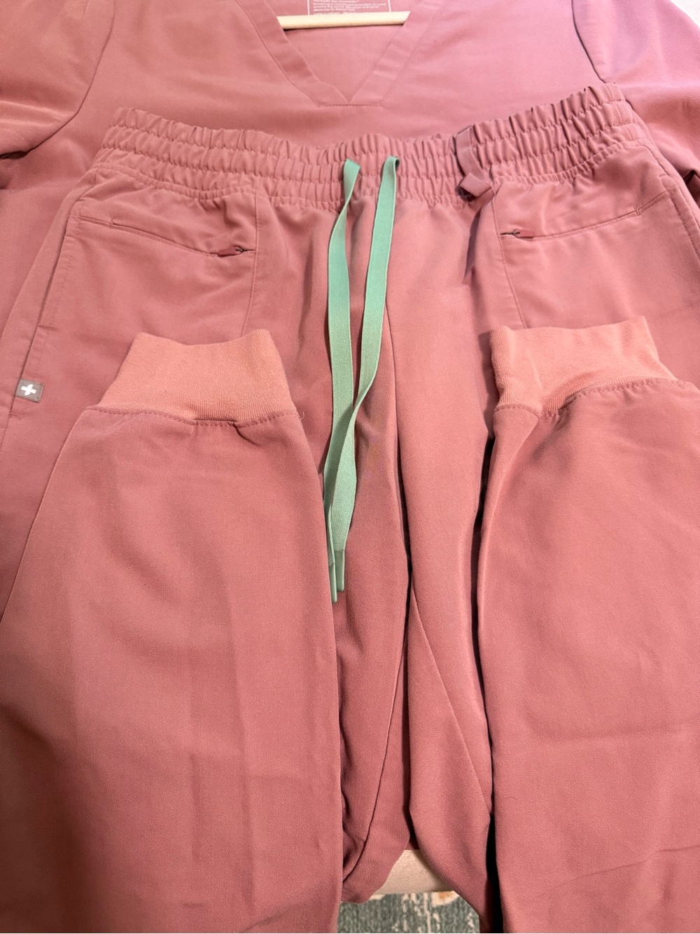 Figs Short Sleeve Scrub Tops & Pants Set - Teal, Coral, Mauve, Gray - Picture 5 of 9
